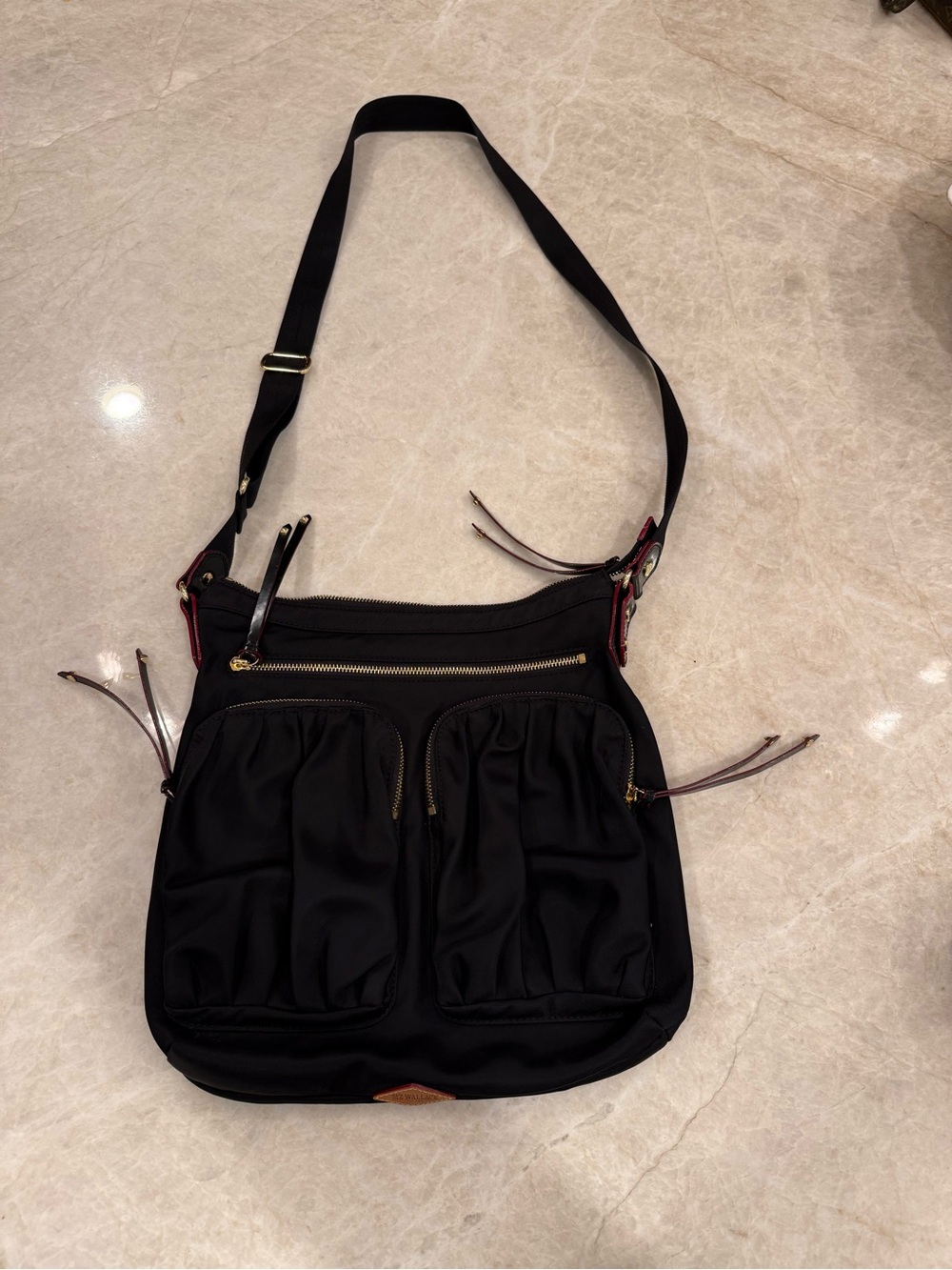MZ Wallace Black Nylon Crossbody Bag with Gold Hardware
